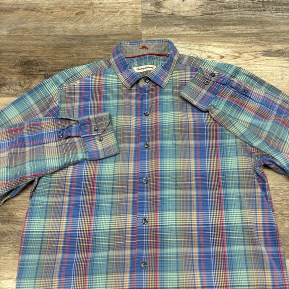 Tommy Bahama Chuckwalla Check Mens M Silk Blend Long Sleeve Button Down‎ Shirt - Picture 1 of 10